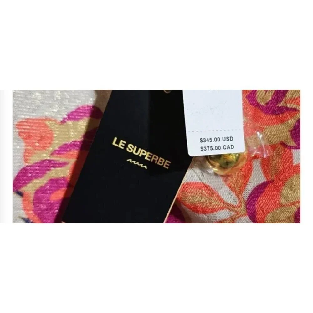 Le Superbe Floral High-Waist Mini Skirt Satin Lined Size 2 Cotton Blend $345 NWT